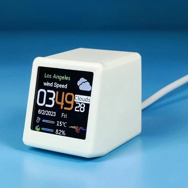 Weather Station Indoor - สถานีตรวจอากาศอิเล็กทรอนิกส์แบบพกพาขนาดเล็กพร้อม WiFi อัจฉริยะ ใช้พลังงานจาก USB สำหรับตั้งโต๊ะในร่ม
