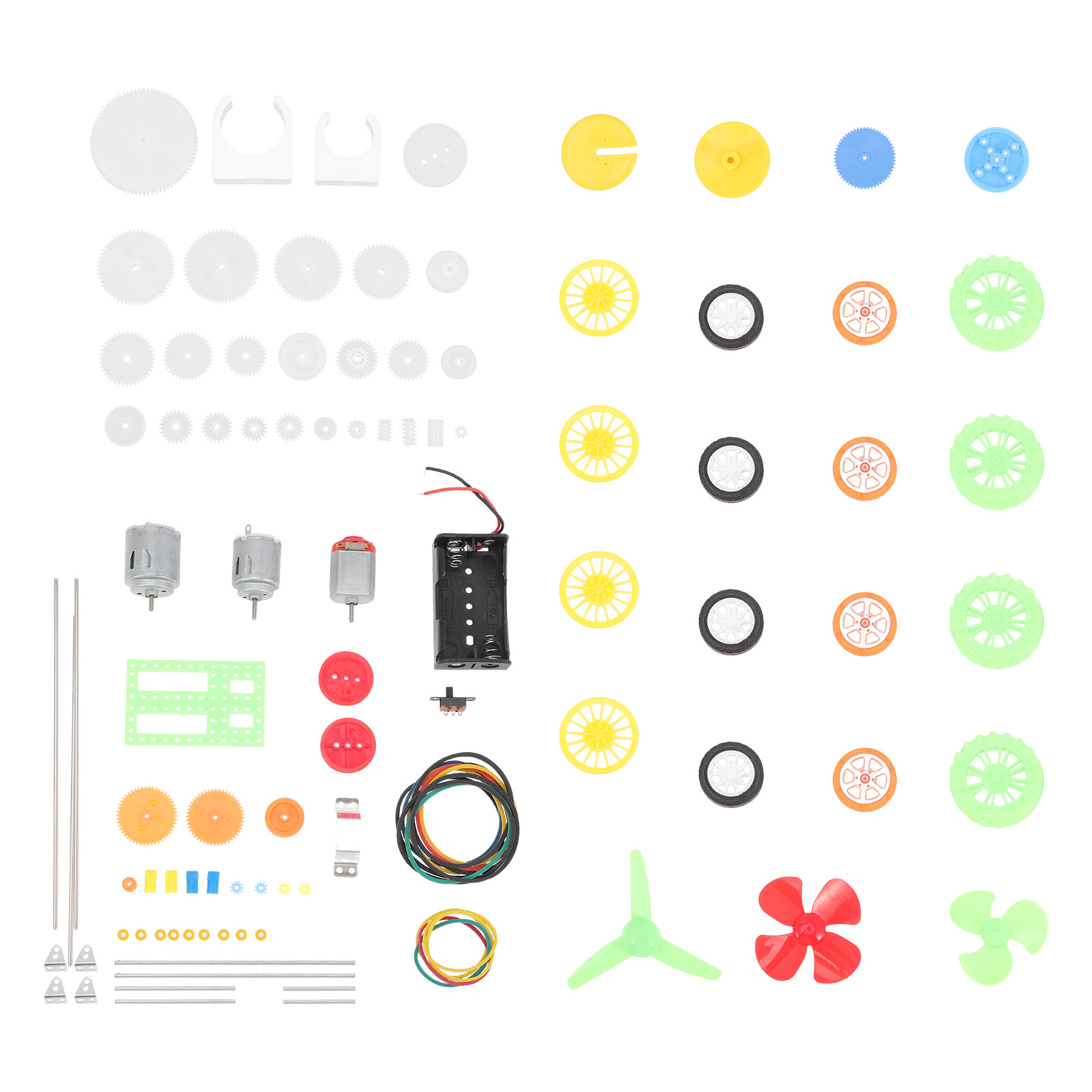 Science Project Kit - ชุดอุปกรณ์เสริมมอเตอร์ 112 ชิ้น ประกอบด้วยเฟืองและล้อพลาสติก ชิ้นส่วนเครื่องยนต์ขนาดเล็ก สำหรับโครงการวิทยาศาสตร์