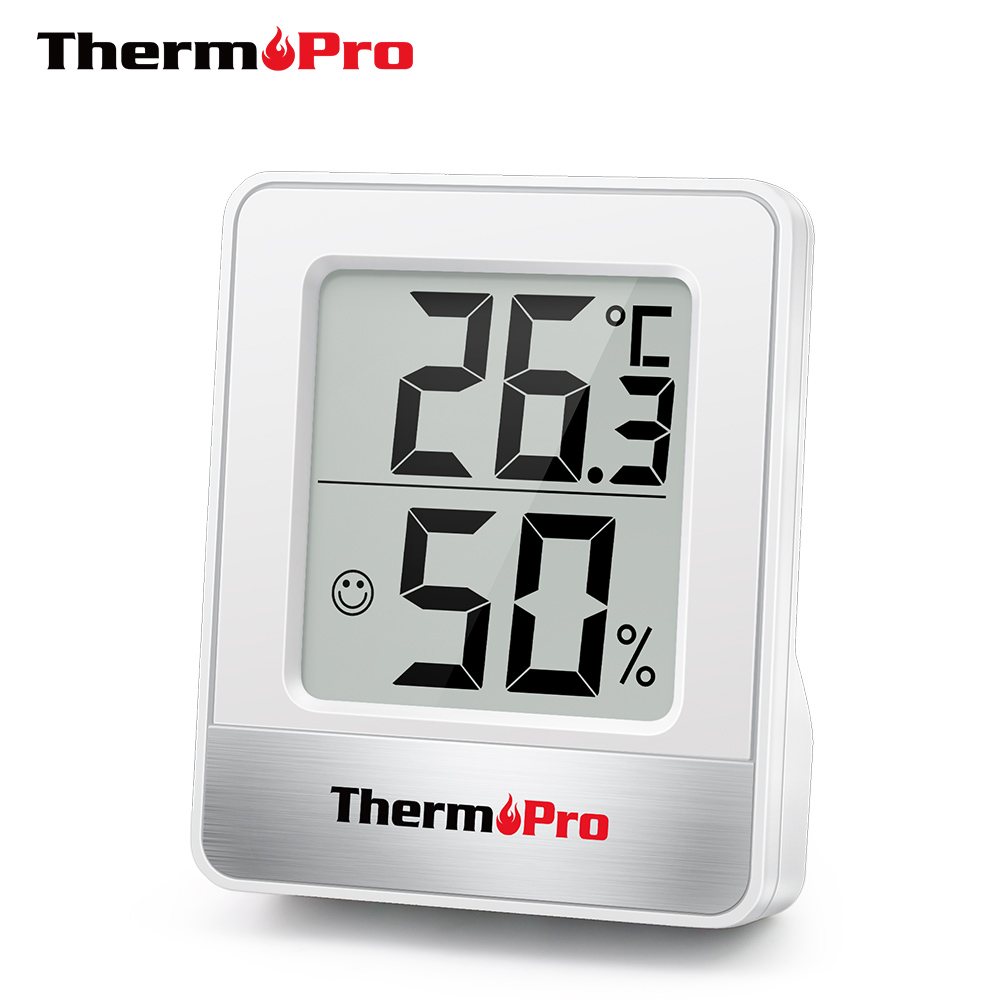 Weather Station Indoor - เทอร์โมโปร TP-49 สถานีวัดสภาพอากาศขนาดเล็ก เครื่องวัดอุณหภูมิและความชื้นในอาคาร สีดำขาว เครื่องวัดอุณหภูมิและเครื่องวัดความชื้น