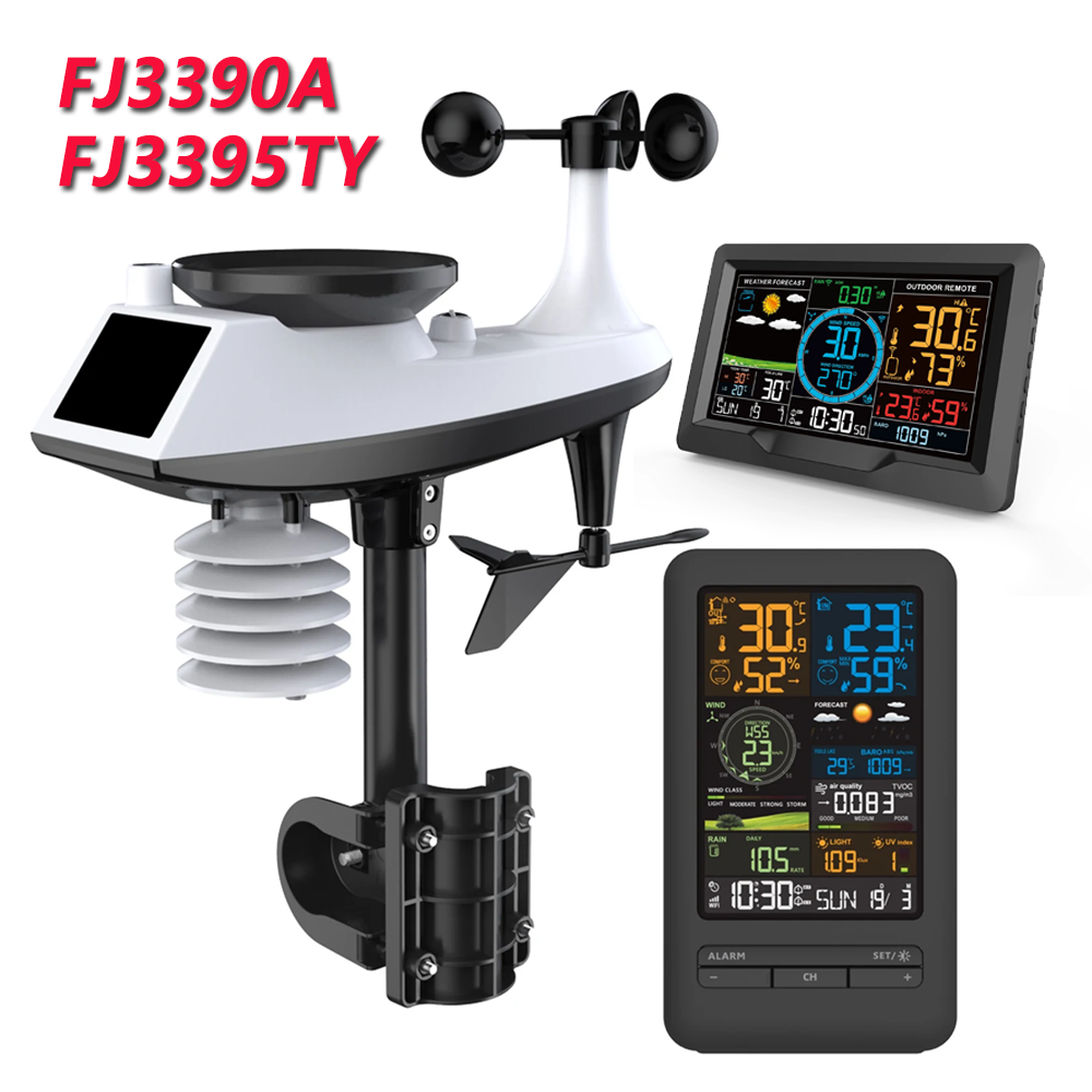 Weather Station Indoor - เครื่องตรวจจับสถานีสภาพอากาศใน FJ3395TY /FJ3390A เครื่องวัดอุณหภูมิในบ้านและนอกบ้านความเร็วลมในบ้านสถานีสภาพอากาศ