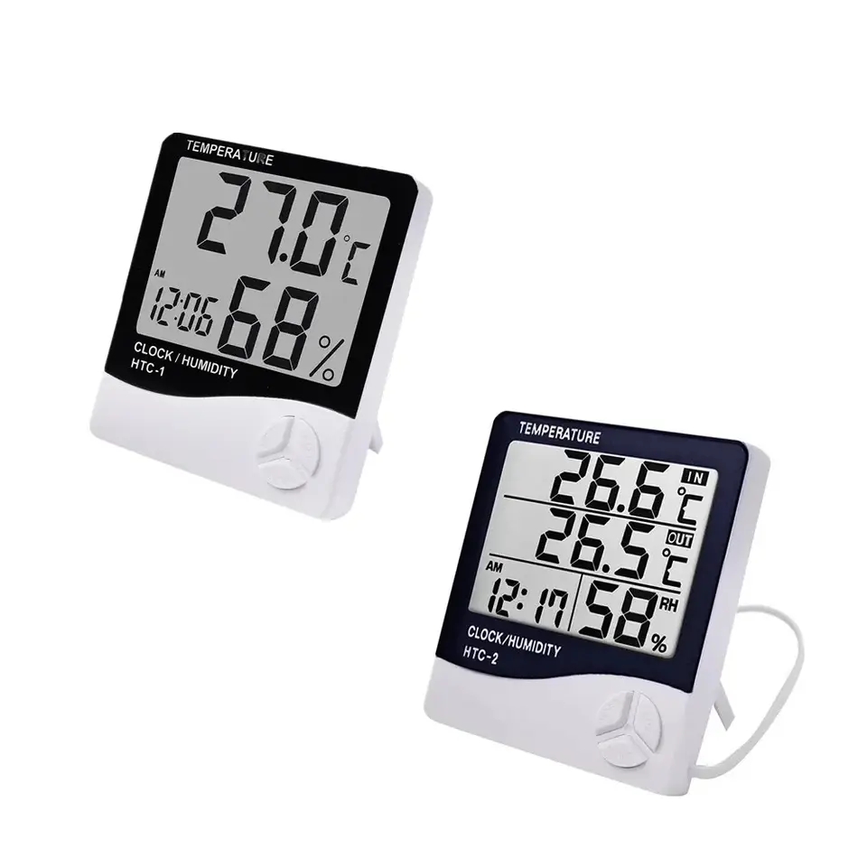 Weather Station Indoor - เครื่องวัดอุณหภูมิและความชื้นดิจิตอล LCD สำหรับใช้ภายในอาคาร เซ็นเซอร์วัดอุณหภูมิและความชื้นแบบอิเล็กทรอนิกส์ สถานีตรวจอากาศสำหรับบ้าน
