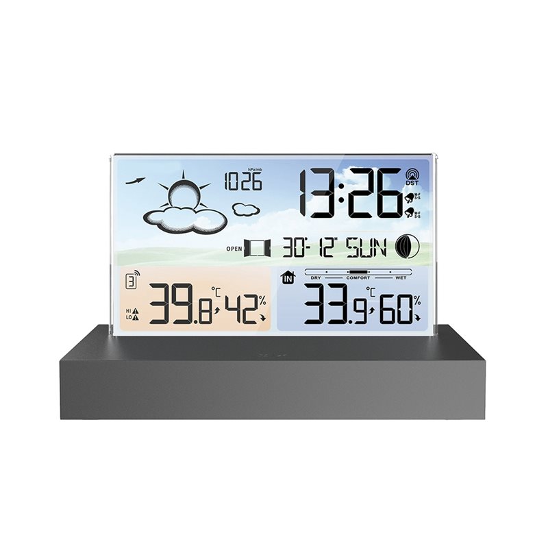 Weather Station Indoor - สินค้าใหม่มาแรงในสต็อก-สถานีตรวจอากาศดิจิตอล เซ็นเซอร์วัดอุณหภูมิภายในและภายนอกอาคาร เครื่องวัดความชื้น ปฏิทิน นาฬิกาปลุกพยากรณ์อากาศ